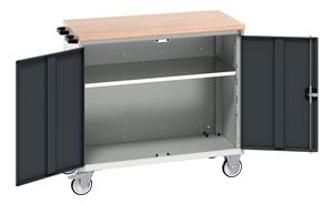 verso mobile cabinet with 2 doors, shelf and mpx top. WxDxH: 1050x600x980mm. RAL 7035/5010 or selected Bott Verso Mobile  Drawer Cupboard  Tool Trolleys and Tool Butlers